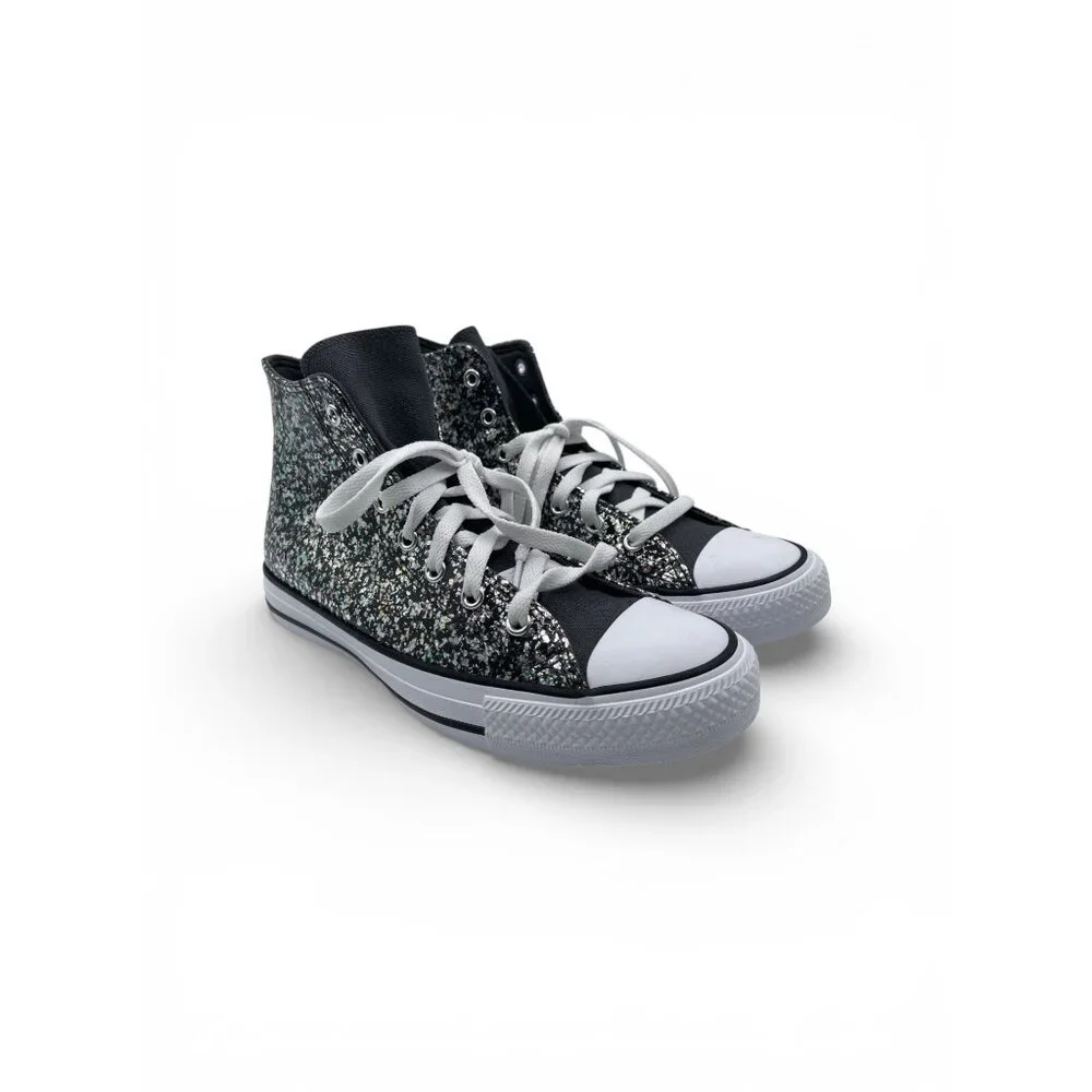 Kid's Converse Chuck Taylor All Star High Black Glitter Shoes Size 6 A09270C NIB